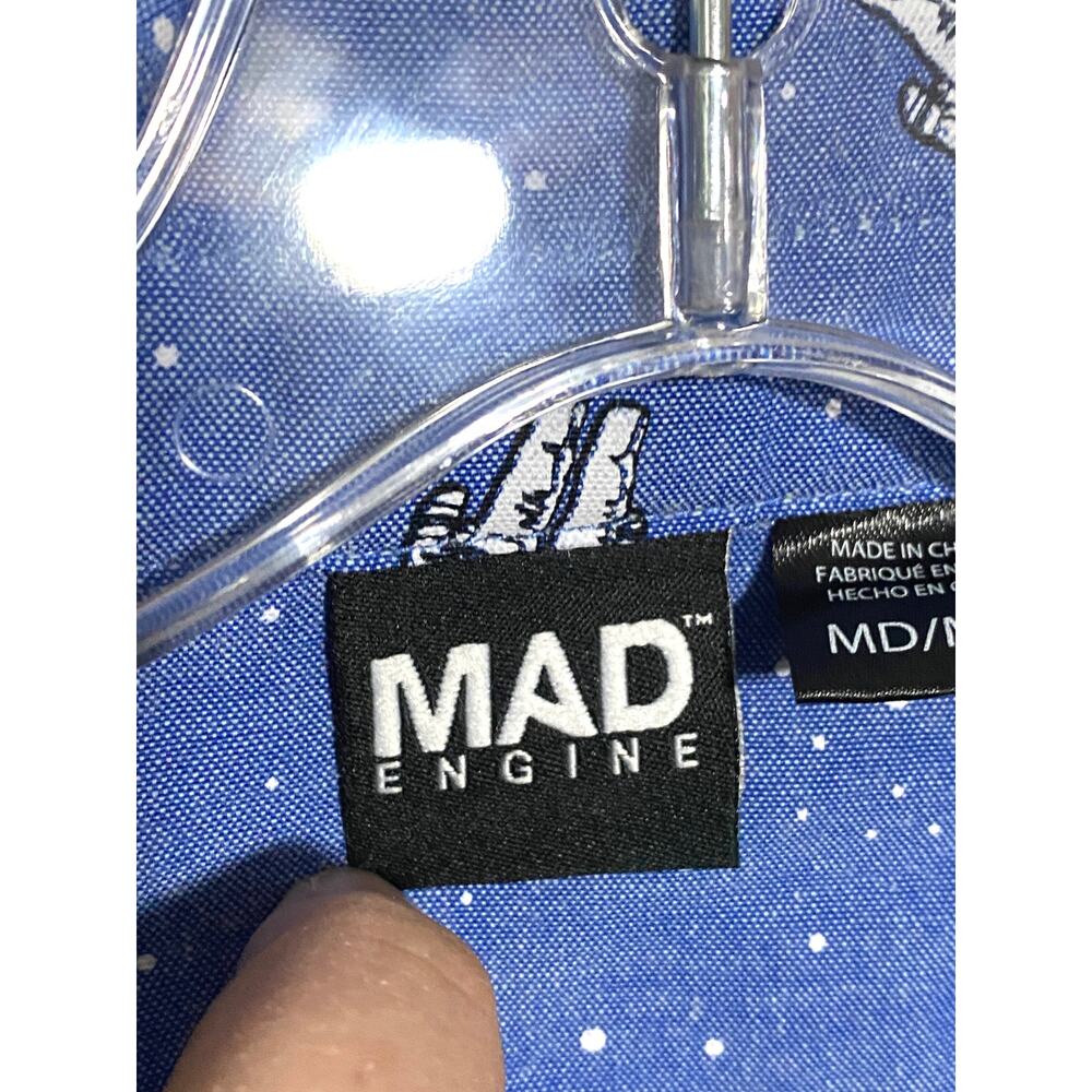 NASA Space Astronaut Mad Engine Oxford Blue Button Shirt Mens M All Over Print - Picture 6 of 8
